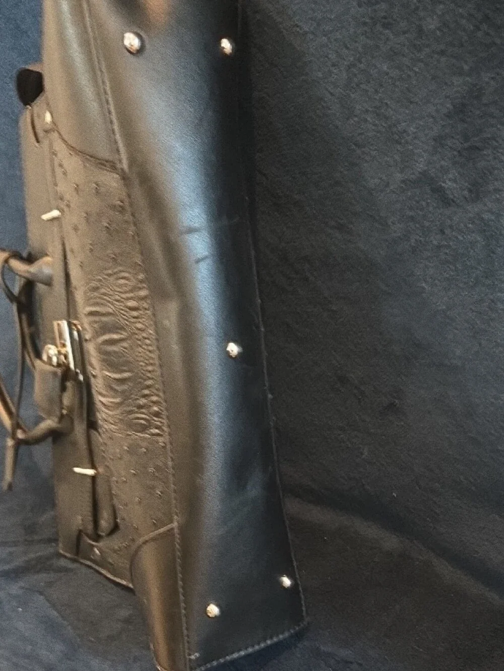 Elegant Black Structured Satchel with Gold Hardware